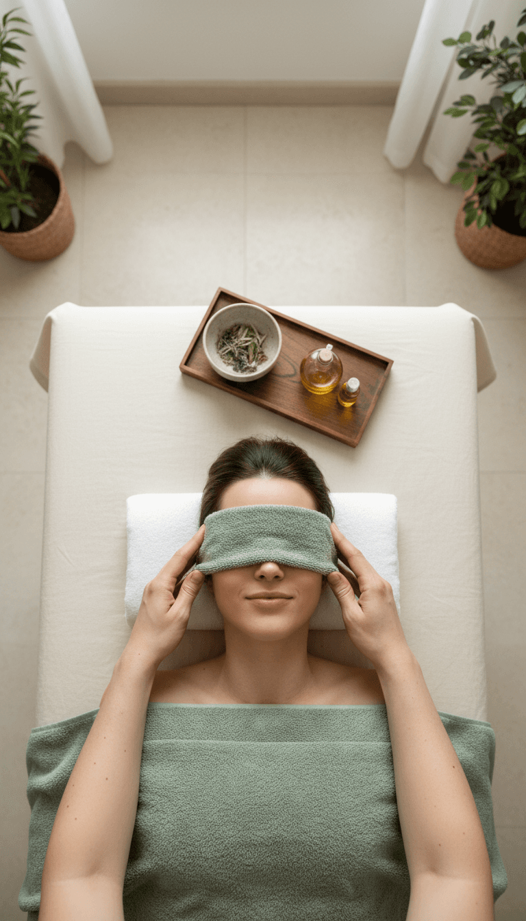 Overhead view of a client receiving massage therapy